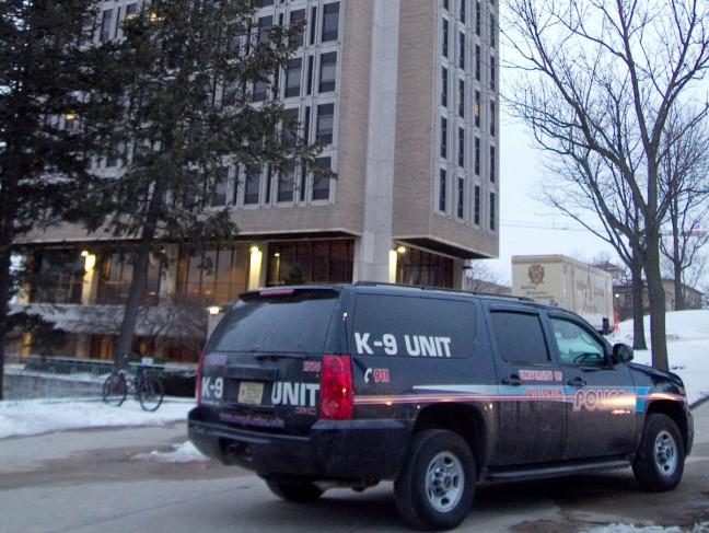 Officers from UW Police closed off the area near Van Hise Hall after a man began pacing back and forth at the top of the building. Police safely took in the man, who is now in mental health care.