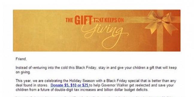 Walker+campaign+tells+Wis.+families+to+donate+instead+of+buying+holiday+gifts+for+their+children