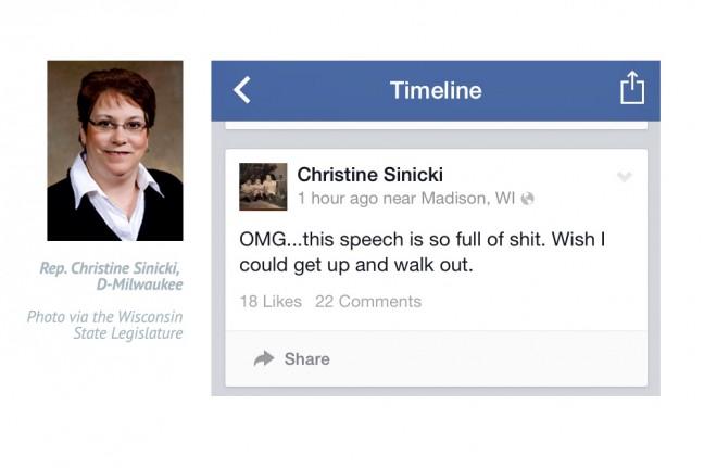 Democratic legislator posts colorful comment during Walkers State of the State address