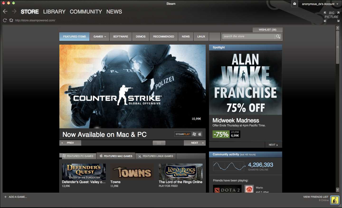 Steam Store page The store page carefully uses the layout to make