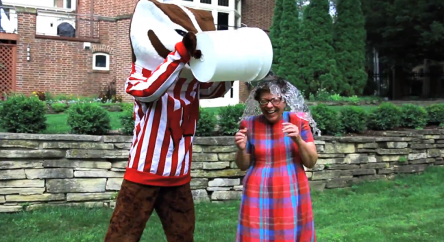 Bucky soaks Chancellor Becky Blank in #ALSIceBucketChallenge