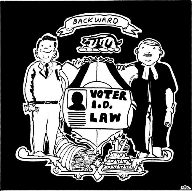 Political cartoon: Reinstated voter ID law a backwards ruling 