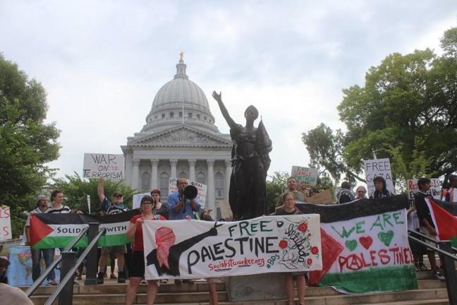 The+Students+for+Justice+in+Palestine+held+a+rally+in+July+denouncing+the+Israeli+invasion+of+Gaza.+