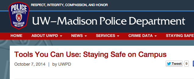 UWPD crime prevention blog post poorly executed