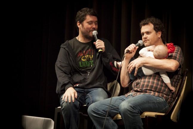 Doug Benson with Dave Anthony and baby at the Doug Loves Movies at the Pod Fest in Los Angeles  