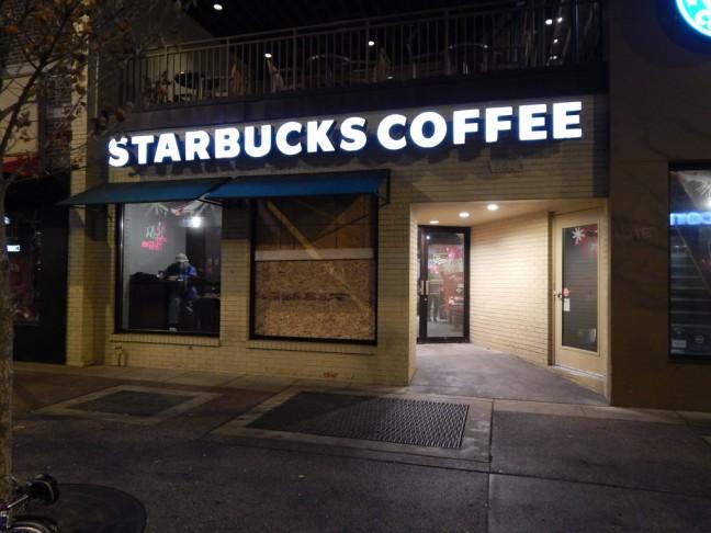 Man arrested after throwing concrete block through Starbucks window