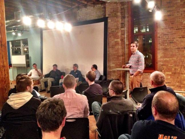Michael anderson leading a panel discussion during kick-off event, regarding the state of Craft Beer in Milwuakee.