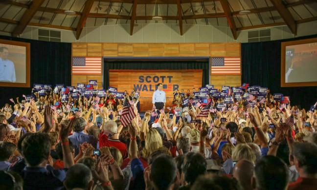 At+an+expo+center+in+Waukesha%2C+a+Wisconsin+city+65+miles+east+of+the+state+Capitol%2C+Walker+drew+USA+chants+from+the+crowd.