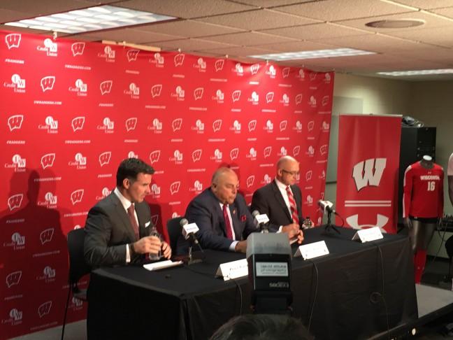 Under Armour CEO Kevin Plank, Wisconsin Athletic Director Barry Alvarez and Senior AD Justin Doherty announced the 10-year, $96 million deal Friday afternoon 