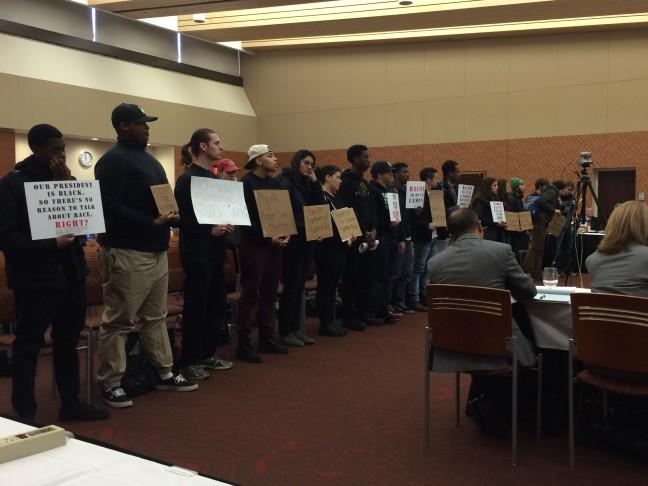 Demonstrators+demand+better+environment+for+students+of+color+at+UW+System+schools