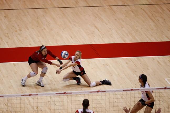 The Senior libero Taylor Morey playes her last home game of her Wisconsin career. Wisconsin won against Iowa State 3-0 in the 2nd round of NCAA Division One Volleyball Championship games Dec. 4, 2015 in Madison.