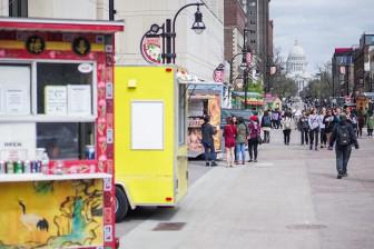 Food trucks outside of Library Mall. April 28, 2016. 