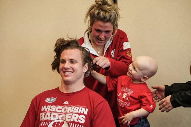 Wisconsin+student+athletes+give+back+by+going+bald