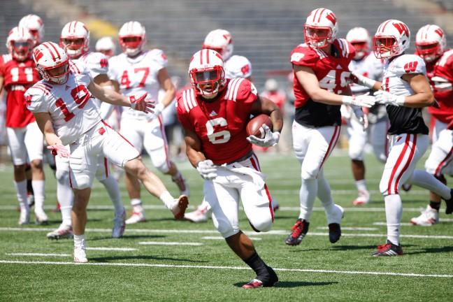 The+Wisconsin+football+team+closed+out+spring+practices+with+standout+running+back+Corey+Clement+impressing+and+the+quarterback+battle+remaining+competitive.+