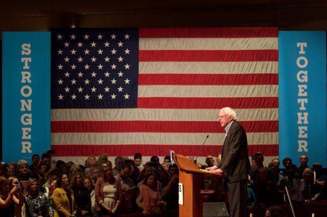 Sanders+backs+Clinton+education+policies+at+Madison+rally