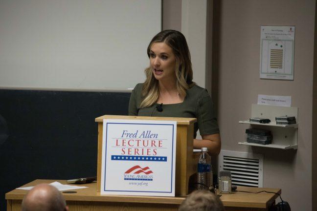 Katie+Pavlich+discusses+campus+carry+amid+colorful+protests