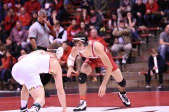 Badger Herald archival photo of the men's wrestling team. December 8, 2017.