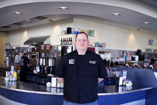 The Pie Guy, Jason Harder stands proudly in Hubbard Avenue Diner.