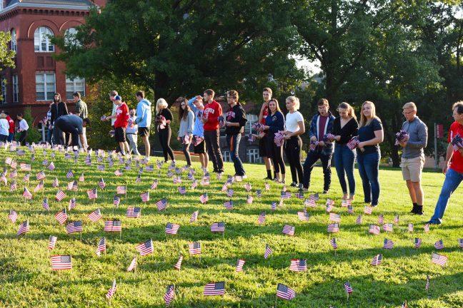 In bipartisan effort, College Democrats, Republicans place flags for 9/11 victims