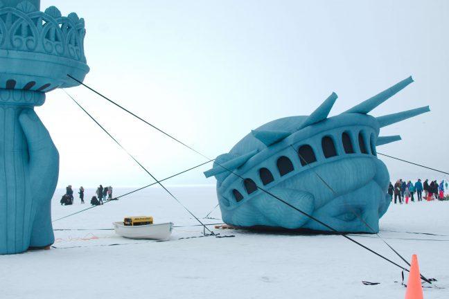 Is Lady Liberty happier in Mendota ice or her summer home in New York? 