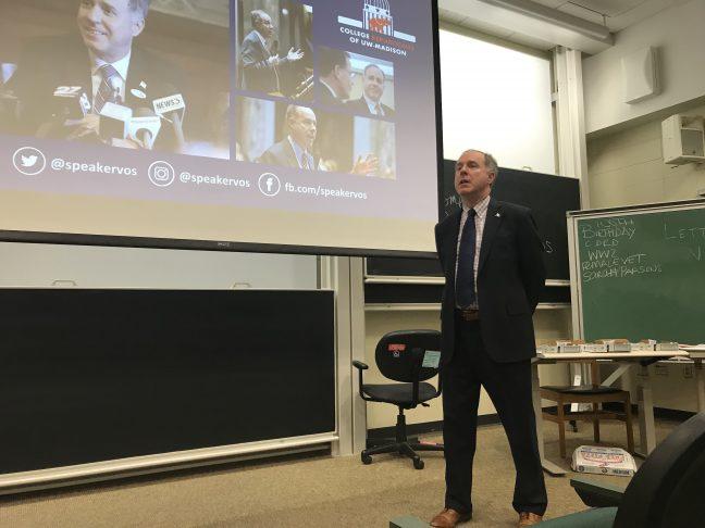 Speaker of the Wisconsin State Assembly Robin Vos talks bipartisanship with College Republicans