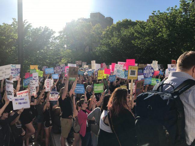 Protestors gather at Capitol in #StopTheBans movement advocating for abortion rights