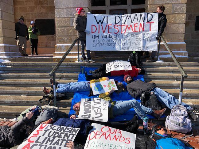 Students hold die-in on Bascom for National Divestment Day