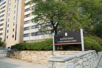 Entrance to Witte Residence Hall. September 17, 2020. 