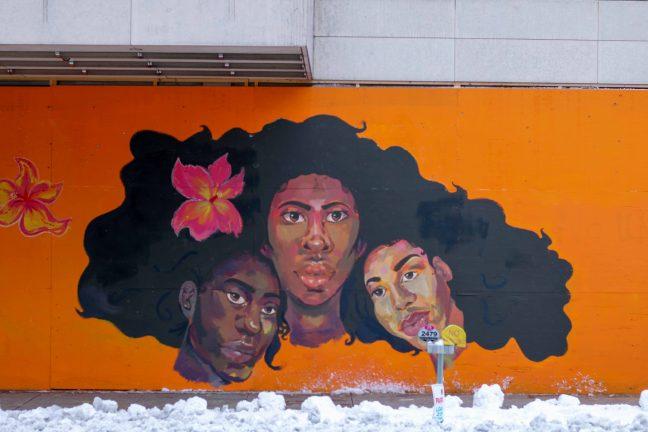 Black Sisterhood Mural at Overture Center for the Arts created by Danielle Mielke and Amira Caire