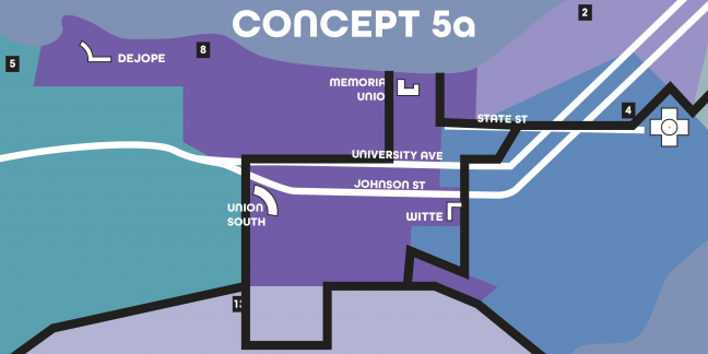 Madison, WI redistricting map depicting Concept 5a