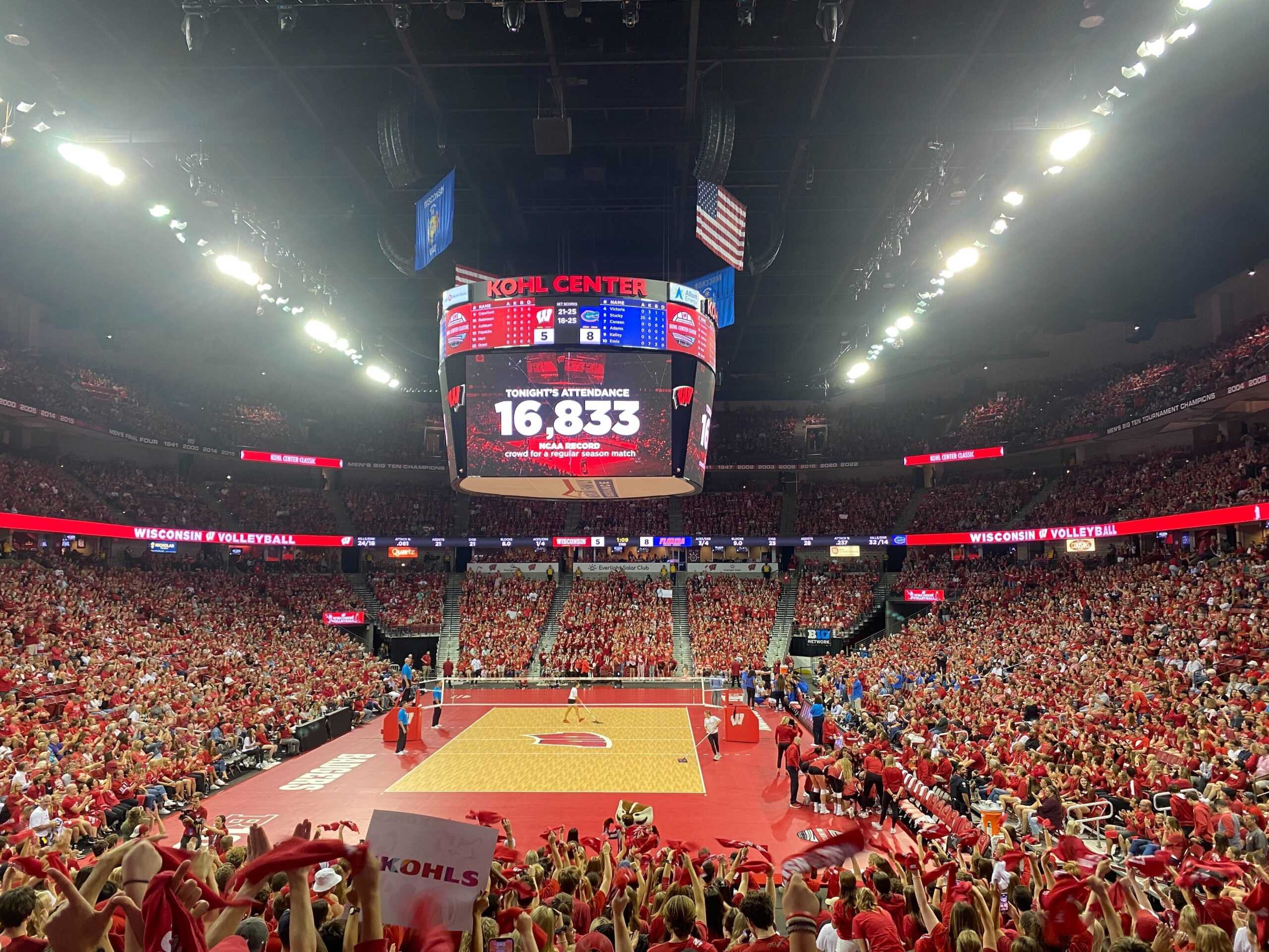 Volleyball Wisconsin loses match, but wins NCAA attendance record