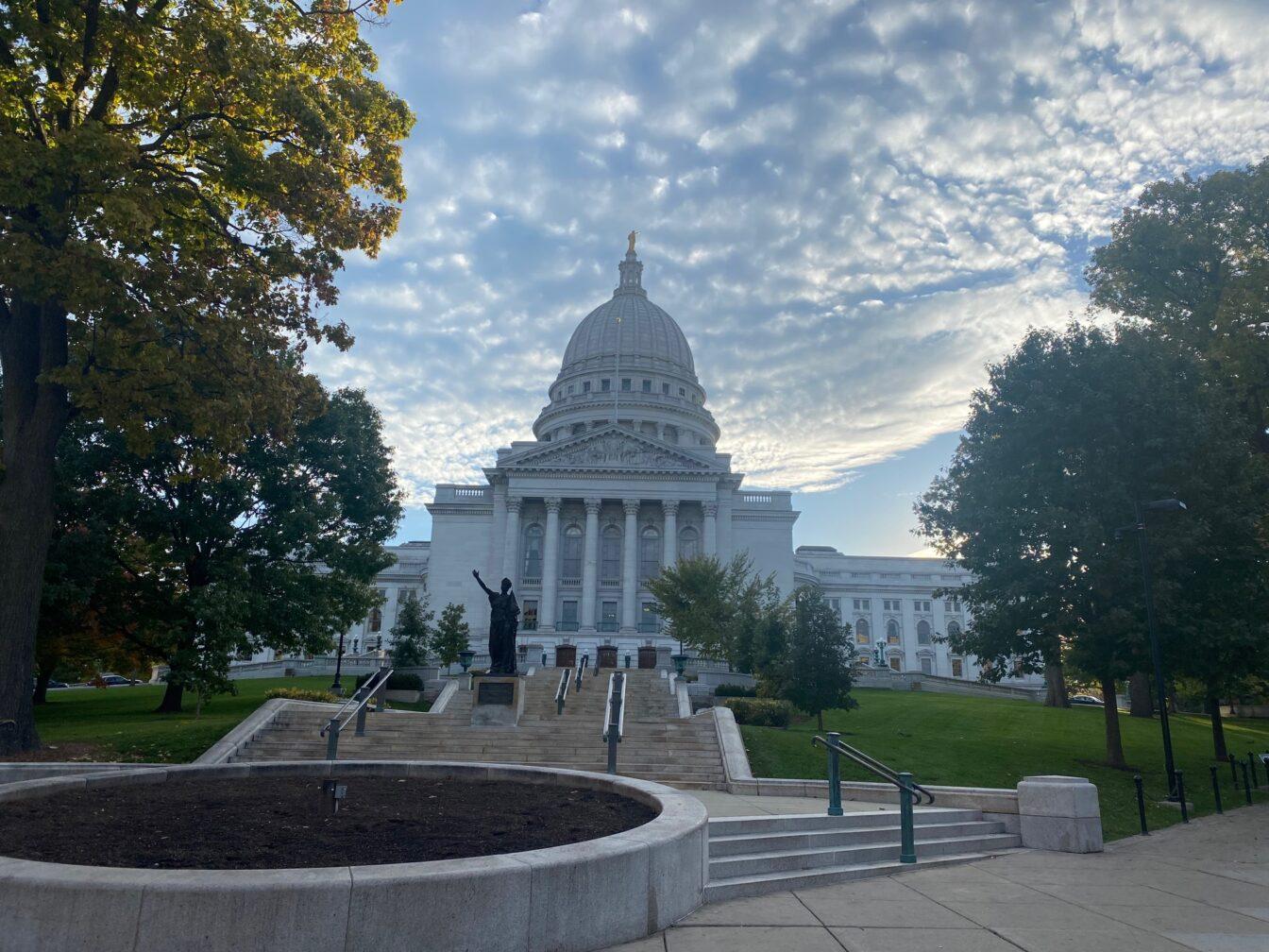 View of the Wisconsin State Capitol from State St