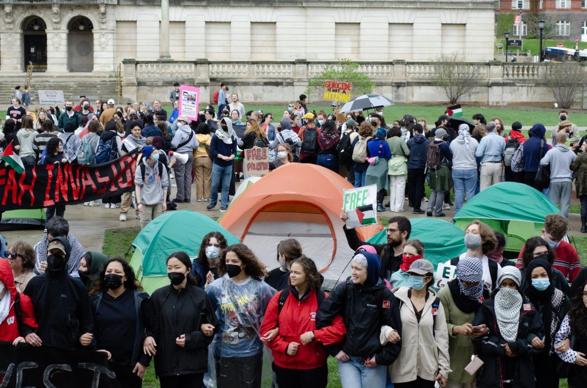 Students and community members rallying at Library Mall on April 29, 2024.