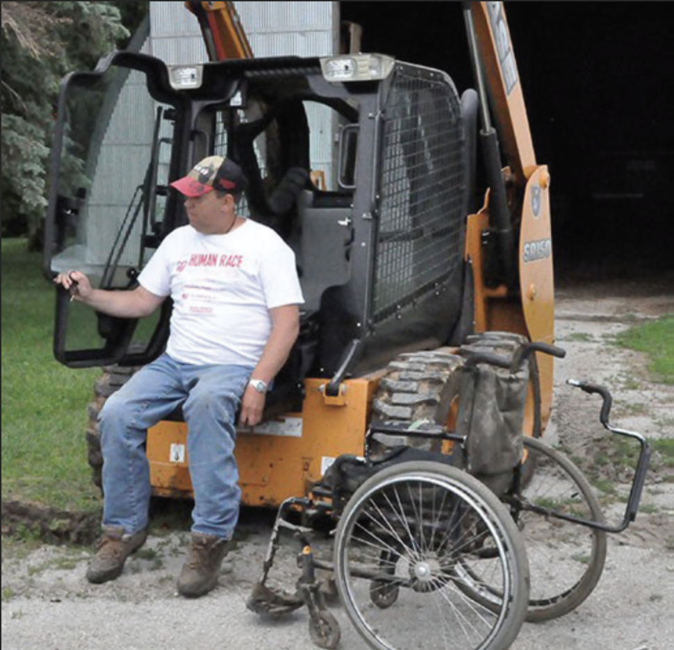 AgrAbility developed a skid steer that could be used by a farmer with a disability caused by a farming accident.
