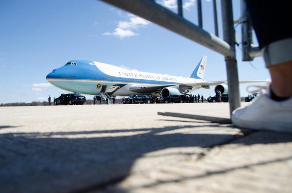 Air Force One rests at Dane County Regional Airport. April 8, 2024. 