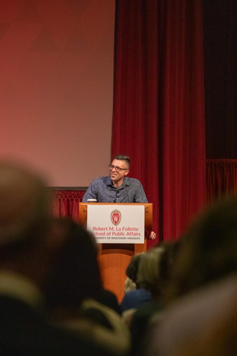 Spring 2024 Public Affairs Journalist in Residence Ezra Klein discusses book Why Were Polarized with University of Wisconsin students and Madison community members. Klein spoke at the La Follette School of Public Affairs 40th anniversary celebration. April 16, 2024.