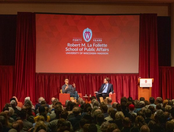 Ezra Klein in conversation with interim director of the La Follette School Greg Nemet. April 16, 2024.