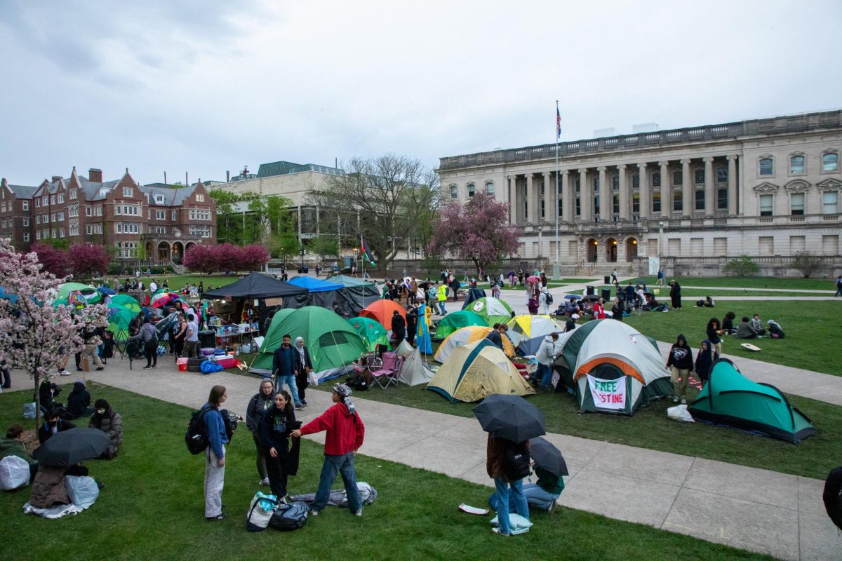 Protesters enter their second day of demonstrations at the encampment at Library Mall. April 30, 2024.