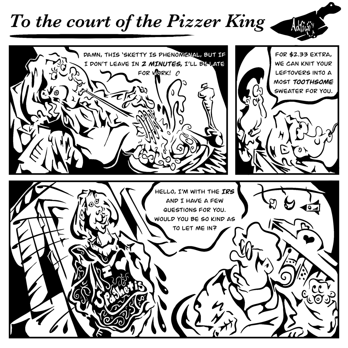 Pizza King Sweater Cartoon