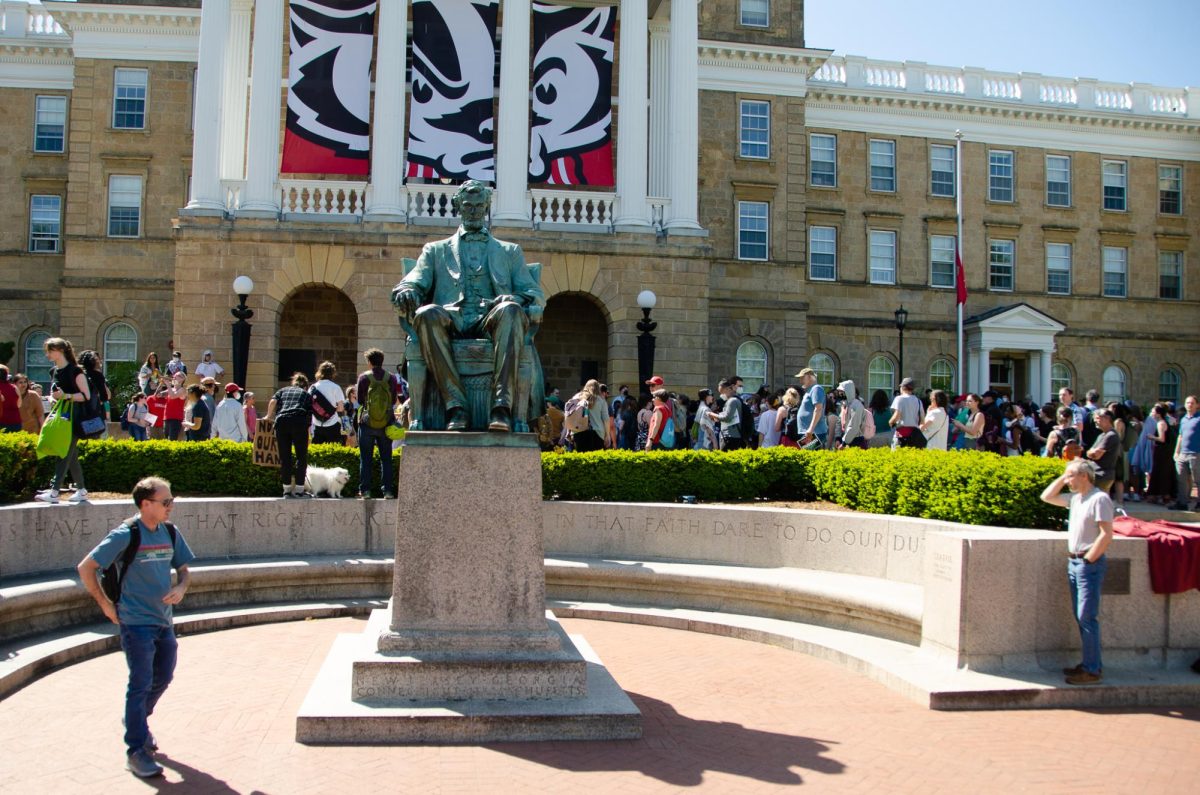 Protesters gathered outside of Bascom Hall. May 6, 2024. 