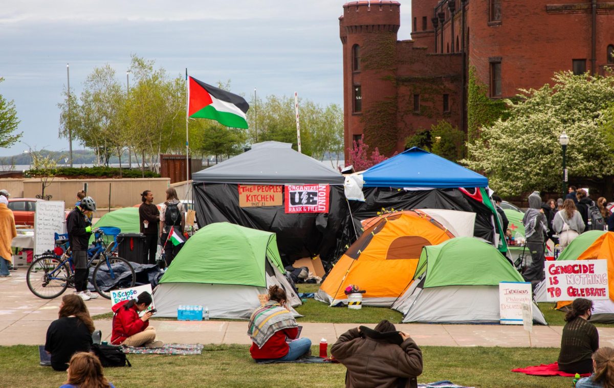 Protesters enter fourth day of encampment demonstration on Library Mall. May 2, 2024.