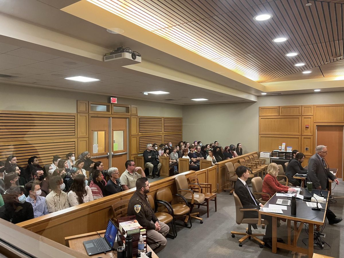 The inside of courtroom 8D during the preliminary hearing of State of Wisconsin vs. Caleb A Brown. May 23, 2024. 