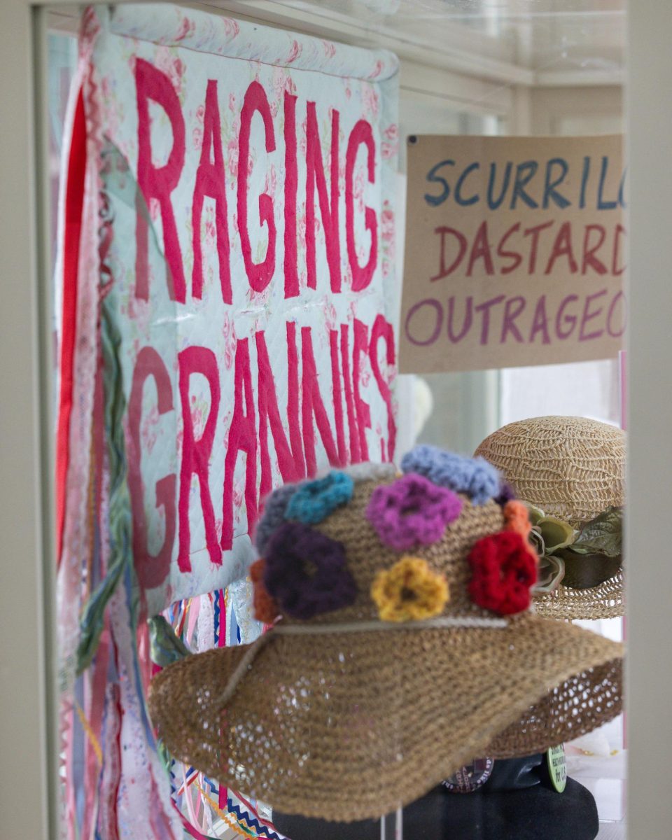 “It’s All the Rage: Activism, Aging, and the Raging Grannies of Madison” exhibit at Nancy Nicholas Hall. Sept. 20, 2024. 