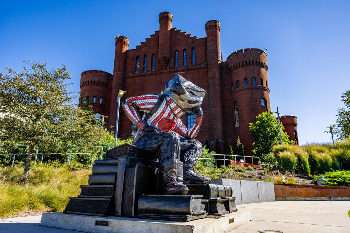 Bucky statue outside the Red Gym. September 7. 2024.