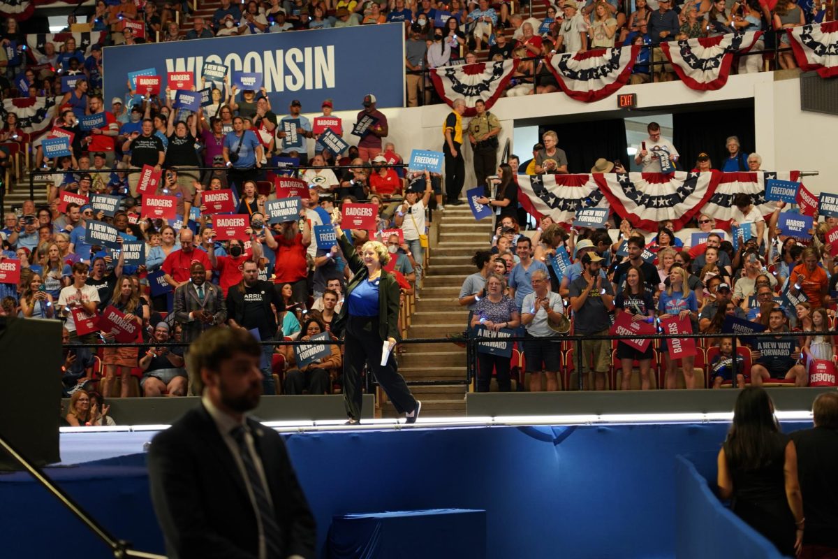 Madison Mayer Satya Rhodes-Conway enters the Harris rally, September 20th, 2024 