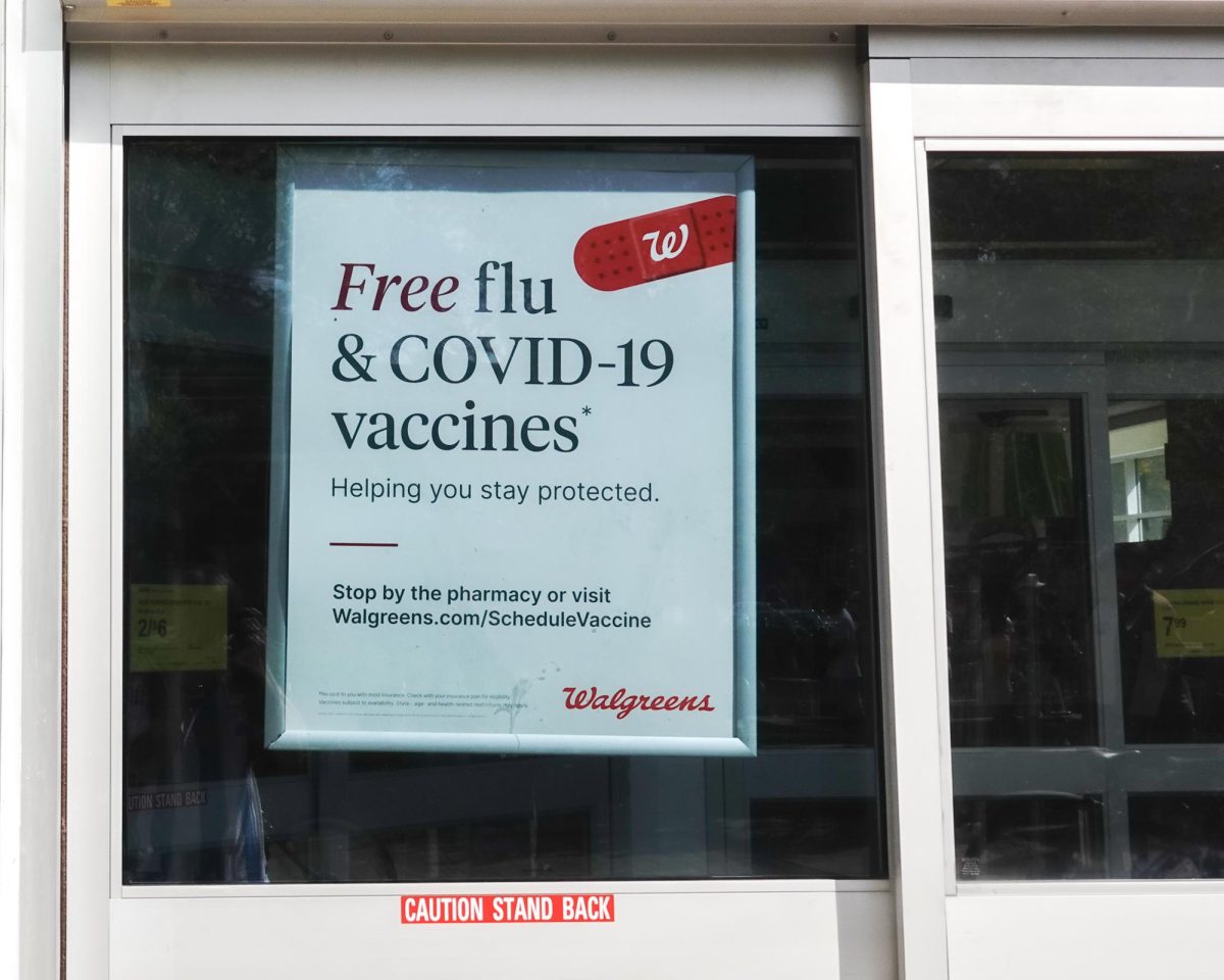 Walgreens vaccination poster at East Campus Mall. September 14th, 2024.