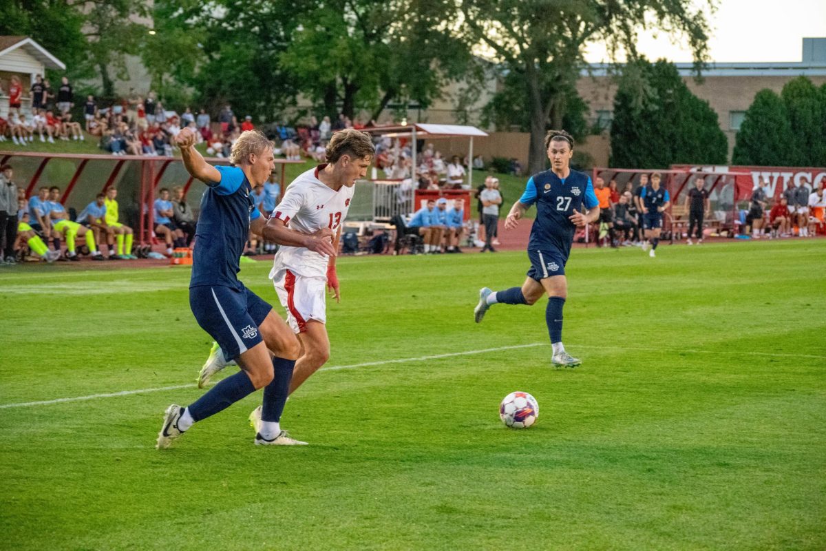 Dean Boltz charges into the box.