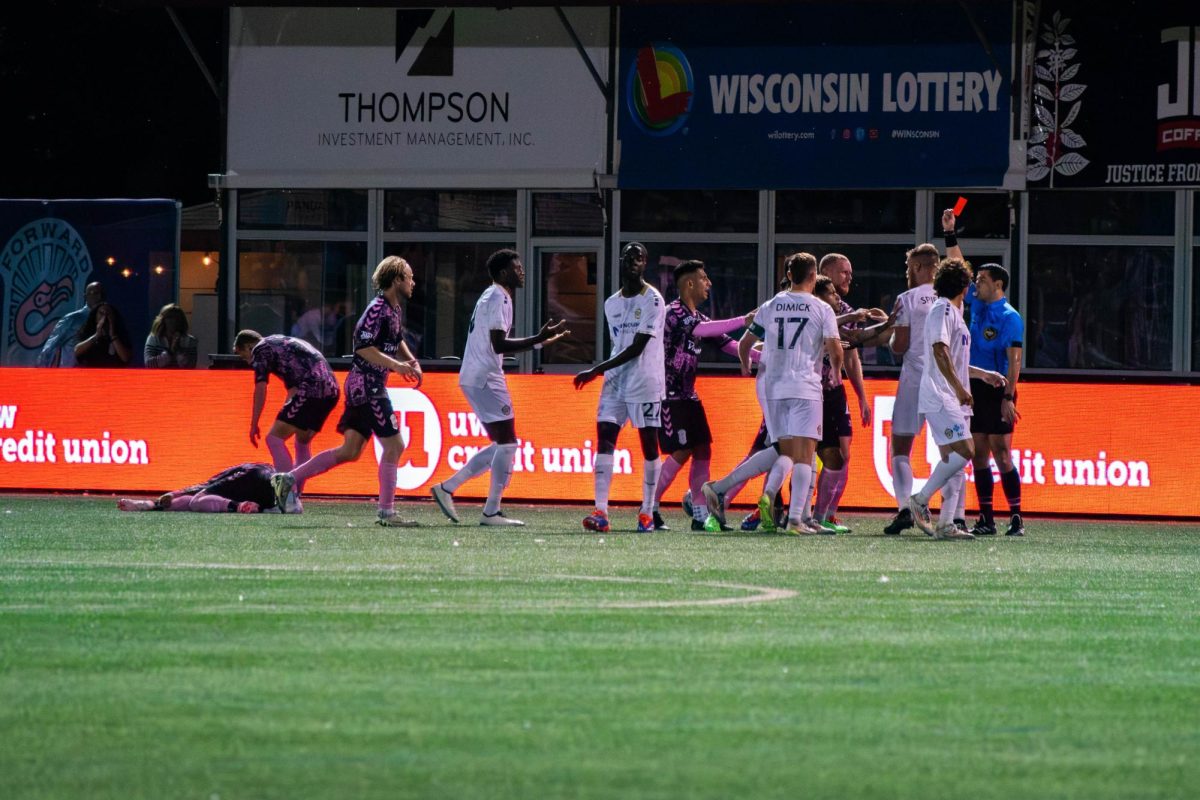 Tensions rise in the 82nd minute when Charlotte commits a rough foul leading to a red card. Sept. 11, 2024. 