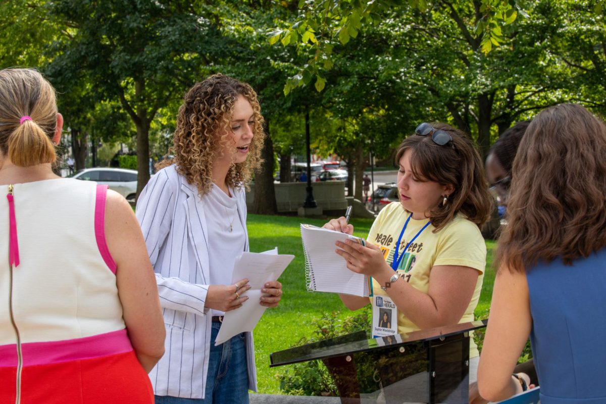 College Democrats of UW-Madison Communications Director Whitman Bottari answers questions from Badger Herald News Associate Sophie Wooldridge. September 16, 2024. 