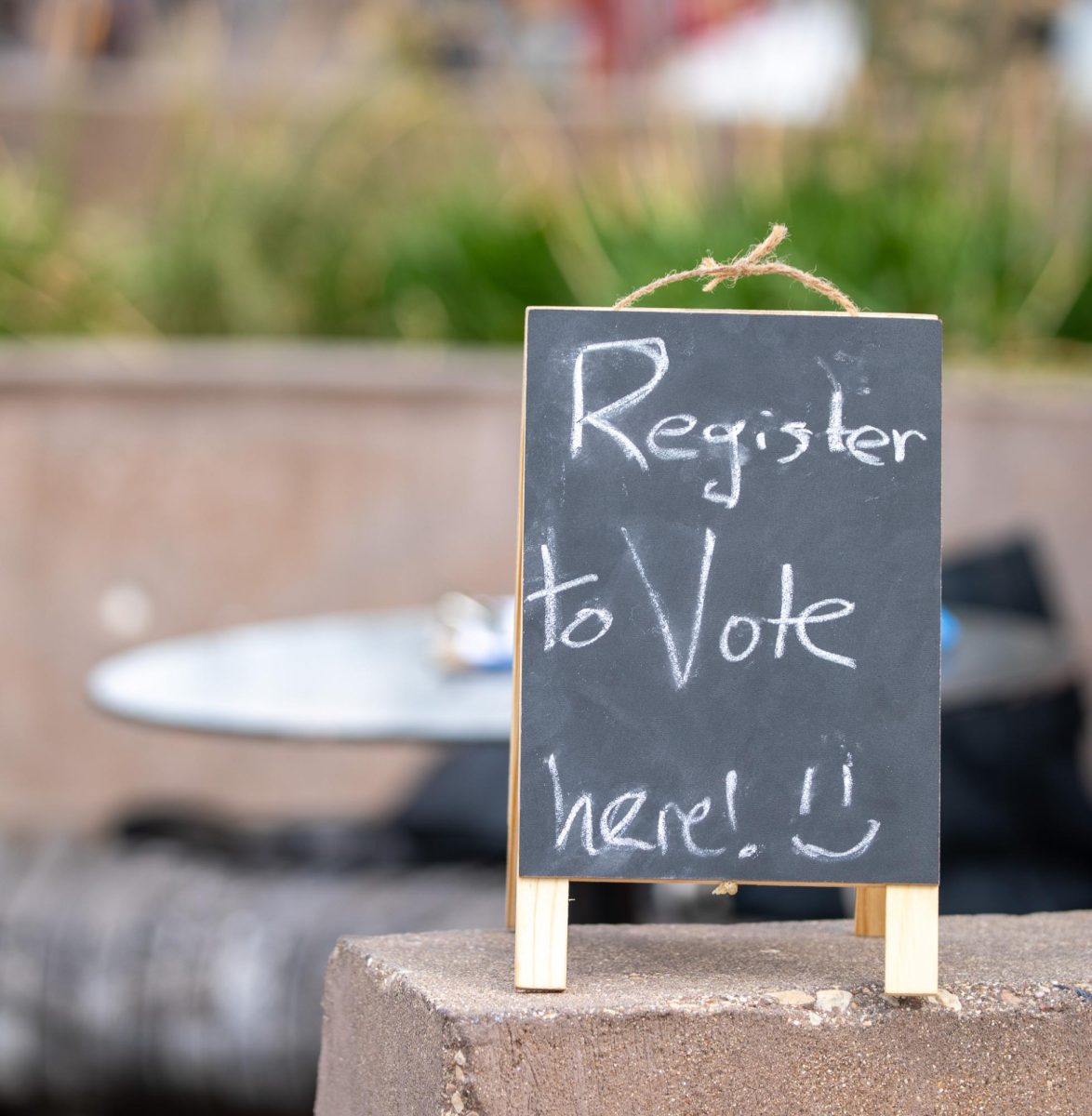 Voter Registration Sign on State Street. September 17, 2024.